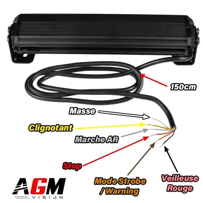 Barre LED arrière 35 cm 5 fonctions 20 Watts