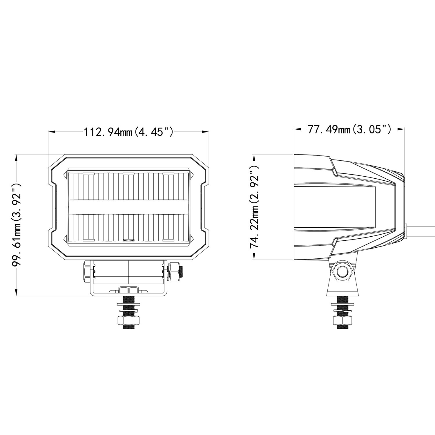 Kit 2 Mini Barres LED Moto Dual Flood + Veilleuse Blanc / Orange 11 cm
