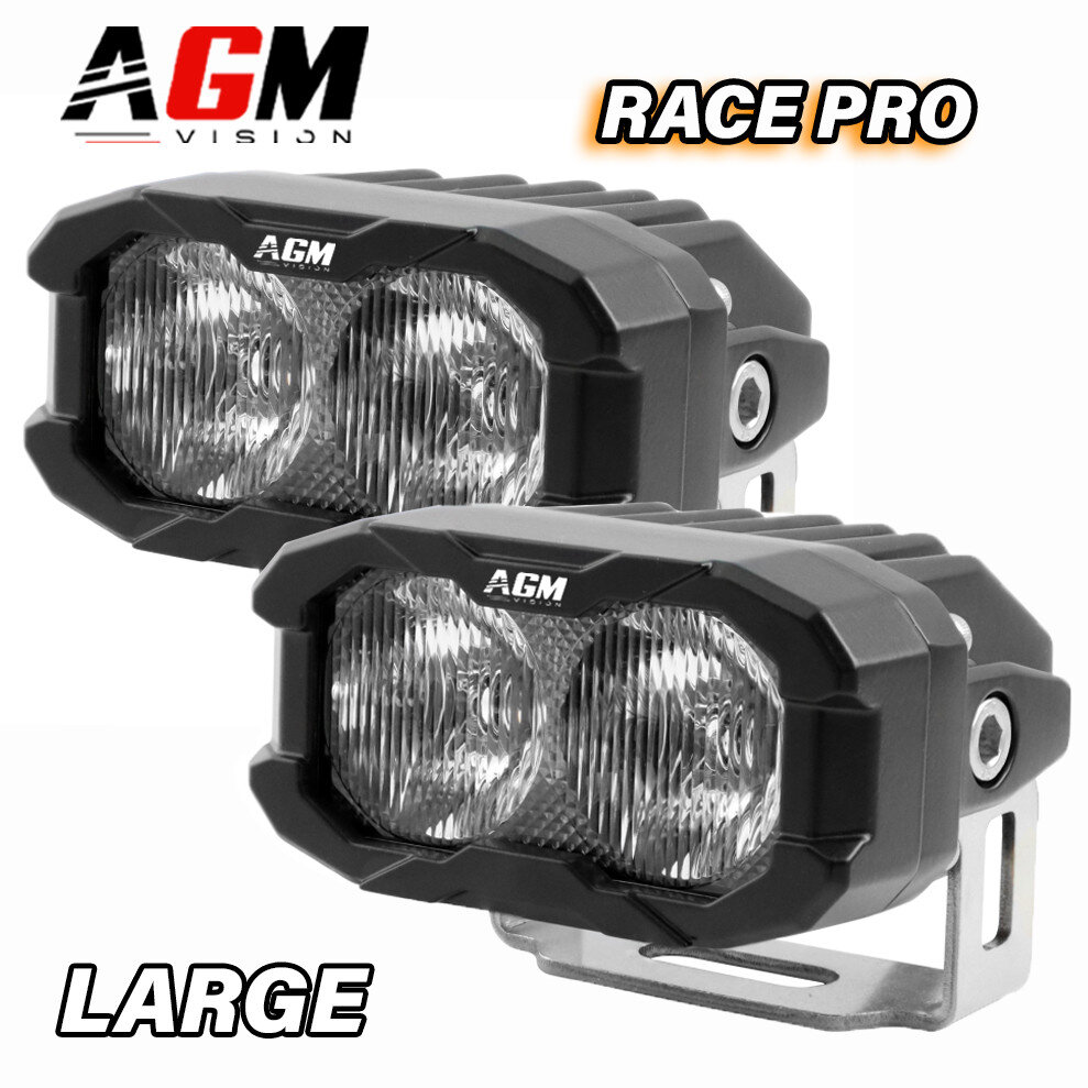 Kit 2 Mini Barres LED Moto Race Pro Flood 60W + Veilleuse Orange