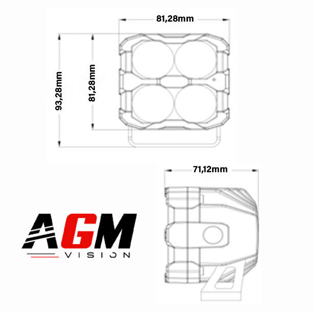 Kit 2 Phares LED Moto Carré Race Pro 120W + Veilleuse Orange